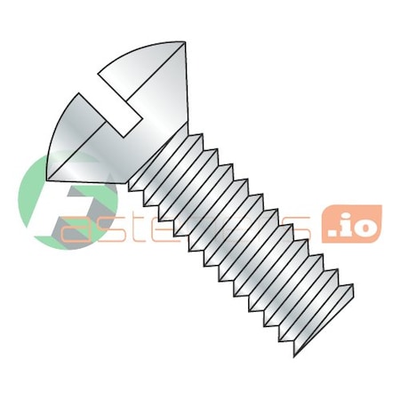#6-32 X 1-1/4 In Slotted Oval Machine Screw, Zinc Plated Steel, 8000 PK